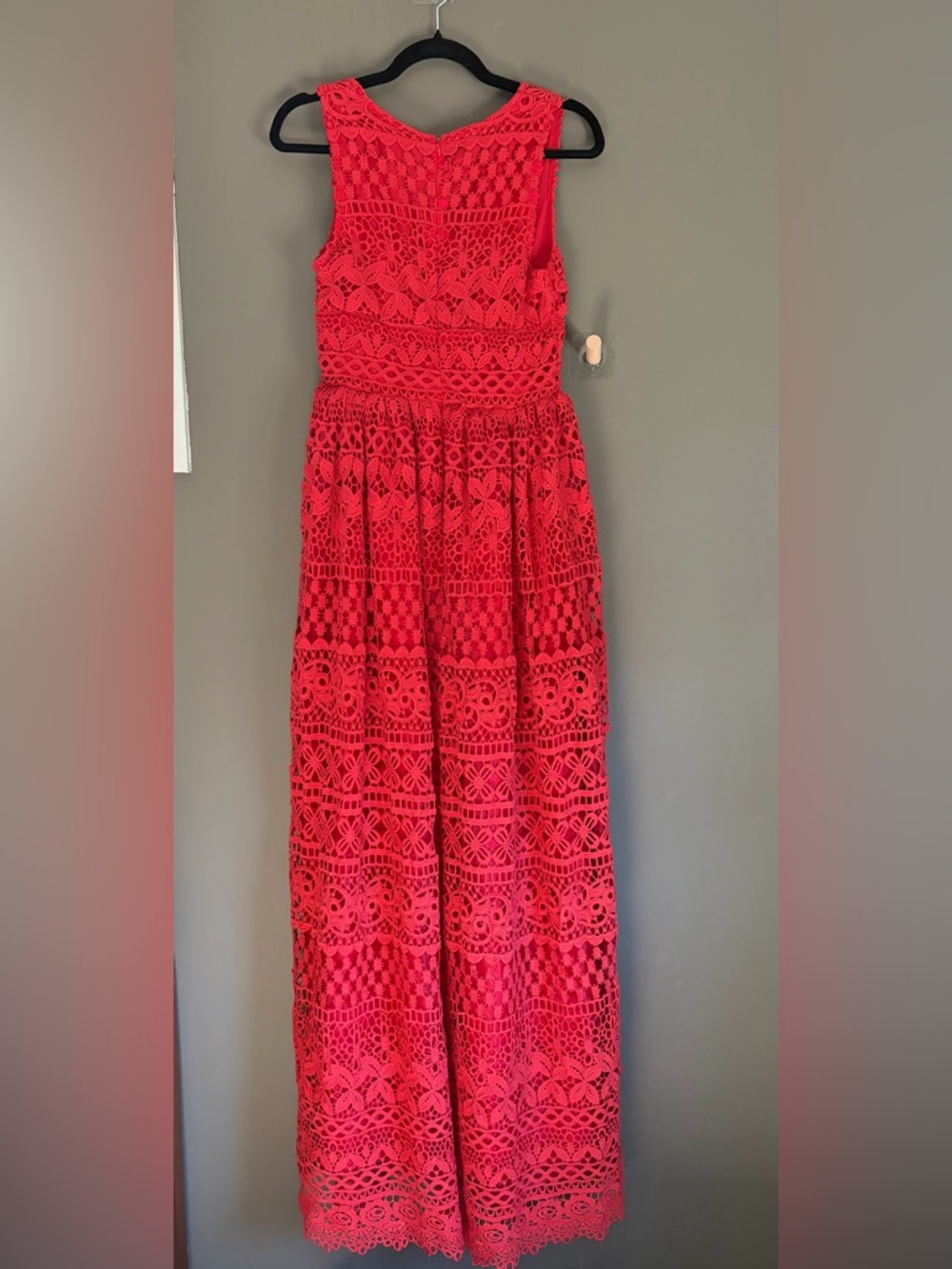 L'ATISTE Red Crochet Lace Gown - Picture 2 of 5